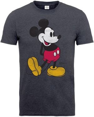 Disney Adult Mickey Mouse Vintage T-Shirt (Charcoal) Material_Synthetic - Blue