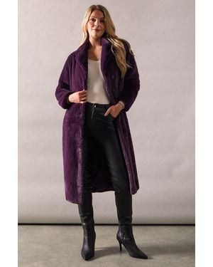 Wallis Midi Faux Fur Coat - Purple
