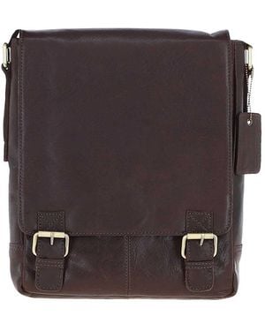 Ashwood Leather Classic A4 Flap-Over Messenger Bag - Black