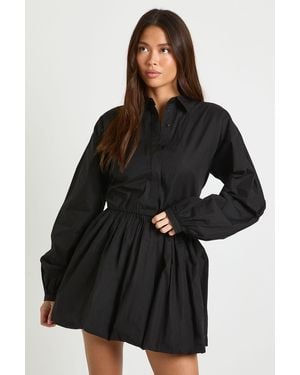Boohoo Puffball Shirt Dress - Black