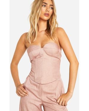 Boohoo Premium Pinstripe Sweetheart Corset - Pink