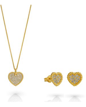 Orphelia 'Elite' 925 Sterling Set: Necklace + Earrings - Metallic