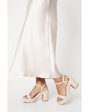 Oasis Maddie Platform High Block Heeled Sandals - White