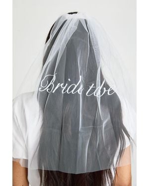Boohoo Bride To Be Embroidered Tulle Veil - Grey