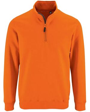 Sol's Stan Contrast Zip Neck Sweatshirt - Orange