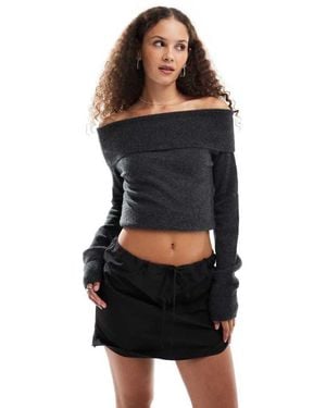 Weekday Lolo Off Shoulder Knitted Jumper - Black