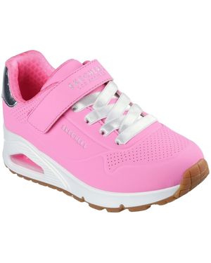 Skechers Duraleather Gore Strap Low Top Trainers - Pink