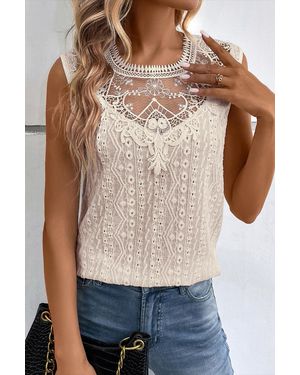 Everyday the Label Apricot Guipure Lace Crochet Keyhole Back Tank Top - Brown
