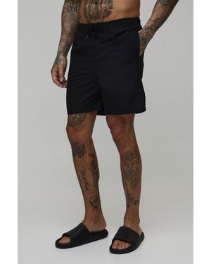 BoohooMAN Tall Mid Length Swim Short - Black