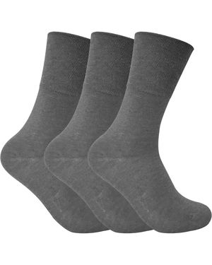 Sock Snob 3 Pack Ladies Non Elastic Thermal Diabetic Socks For Poor Circulation - Grey