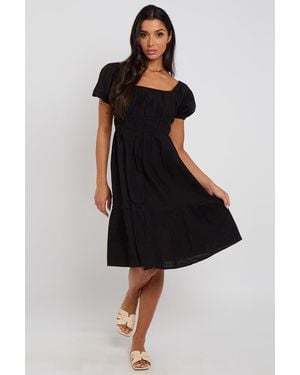Urban Bliss Milk-Maid Smock Dress Leather - Black