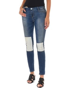 Met Long Denim Trousers Worn Effect With Narrow Cut Hems 10Db50350 - Blue