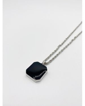 SVNX Chain Necklace With Square Pendant Charm - White