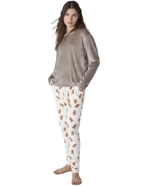J&j Brothers Jjb4 Long-Sleeved Velvet Pyjamas - Grey