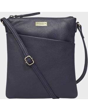 Assots London 'linby' Blue Navy Pebble Grain Leather Crossbody Bag