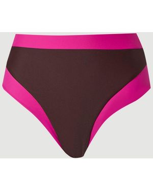 Karen Millen Contrast Trim High Cut Bikini Bottom - Pink