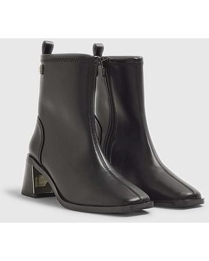 River Island Sock Boots Block Heel Stretch Pu - Black