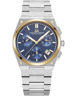 Christophe Duchamp Logo Textured Dial With & Case And Strap - Metallic