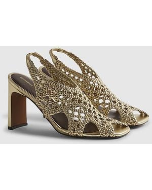 River Island Heeled Sandals Caged Square Open Toe Pu - Red
