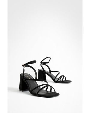 Boohoo Mid Block Heel Strappy Sandals - White