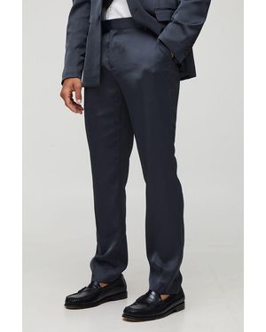 BoohooMAN Slim Fit Satin Trousers - Blue