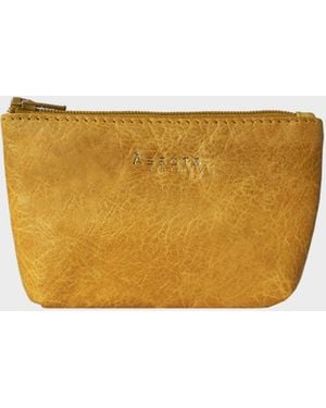 Assots London 'Diana' Full Grain Leather Zip Top Coin Purse - Yellow