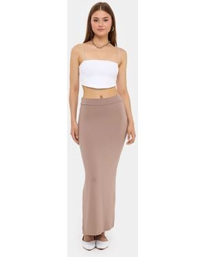 Hiccup High-Waist Side-Slit Woven Skirt - White