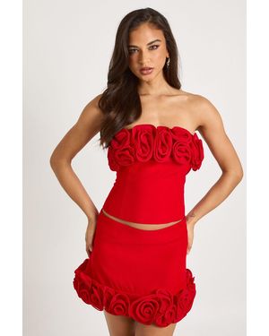 Boohoo Rosette Trim Mini Skirt - Red