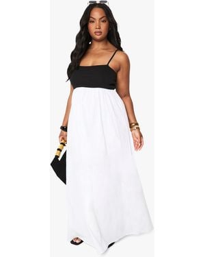 Boohoo Plus Fabric Mix Strappy Maxi Dress - White