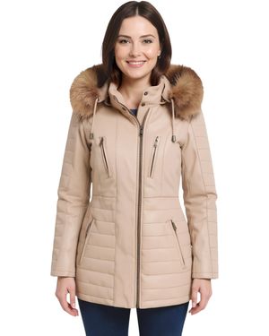 Infinity Leather Quilted Parka Jacket-Bowen Lamb Leather - Natural