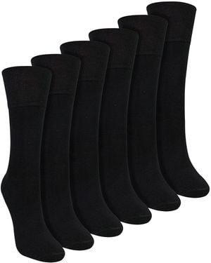 Sock Snob 6 Pack Ladies Bamboo Non Elastic Socks Soft Breathable Everyday Comfort - Black