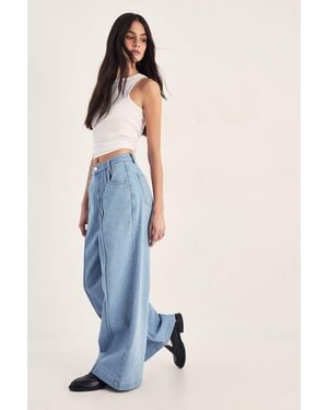 Nasty Gal Pleated Wide Leg Jean - Blue