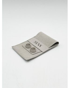 SVNX Mini Huggie Hoop With Clear Stones - Grey