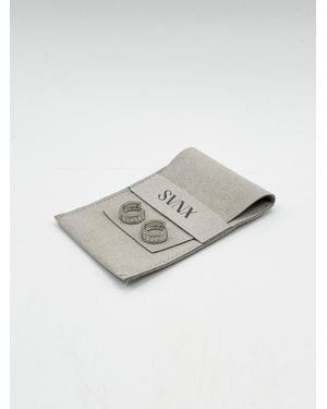 SVNX Mini Huggie Hoop With Clear Stones - Grey