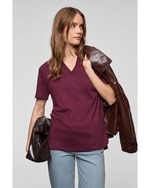 Grimelange V-Neck Short Sleeve T-Shirt - Red