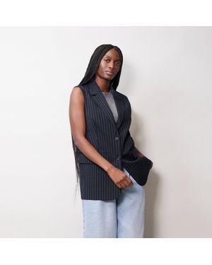 Albaray Pinstripe Sleeveless Jacket - Blue