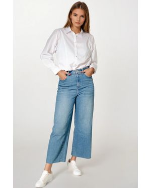 Naf Naf Stretch Cotton Oversize Shirt - Blue