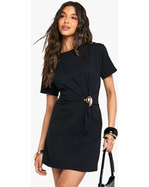 Boohoo Trim Detail T-Shirt Dress - Black