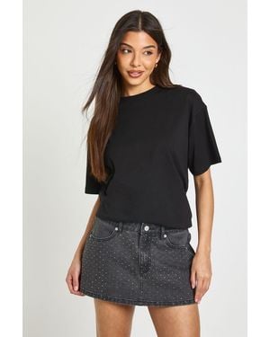 Boohoo Embellished Denim Skort - Black