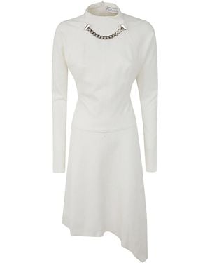JW Anderson Neck Chain Long Sleeve Dress - White