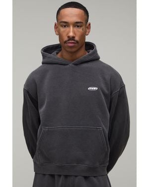 BoohooMAN Oversized Sport Washed Hoodie - Grey