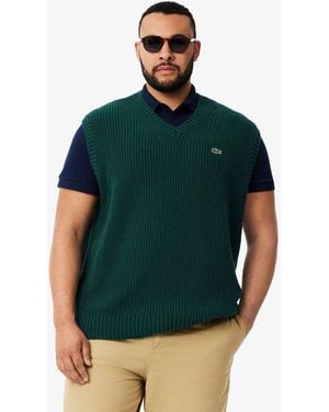 Lacoste Carded Wool V-Neck Jumper Vest - Green