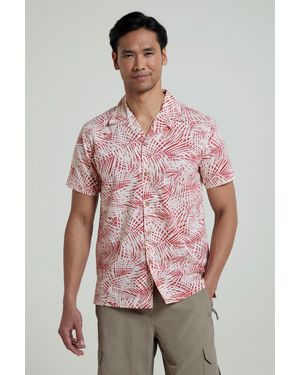 Mountain Warehouse 'Beach' Shirt Beach Print Short Sleeve Casual Summer Holiday Top Viscose - Pink