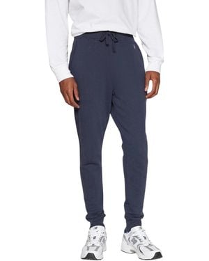 AllSaints Raven Slim Fit Joggers Fleece Bottoms Casual Cuffed Cotton - Blue