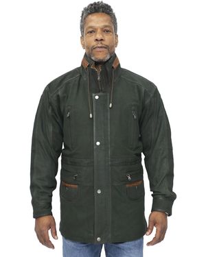 Infinity Leather Nubuck Parka Coat-Winnipeg - Green