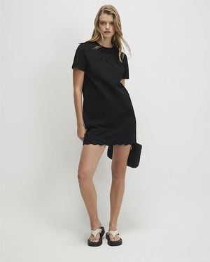 River Island Mini T-Shirt Dress Cotton Embroidered - Black