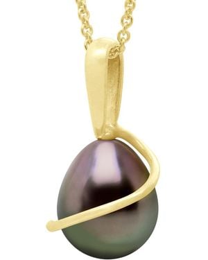 Ateliers Saint Germain Beaded Pendant With Retour 375 And Real Cultured Tahiti Pearl Pear 8-9 Mm - Metallic