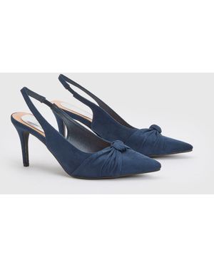 Wallis Deja Faux Leather Knot Detail Slingback Stiletto Court Shoes - Blue