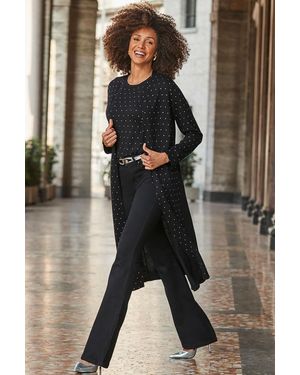 Sosandar Embellished Longline Cardigan - Black