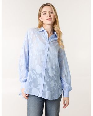 Blue Vanilla Sheer Devore Shirt - Blue